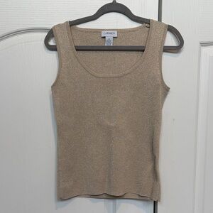Carmen Marc Valvo Shimmery Beige-Gold Tank